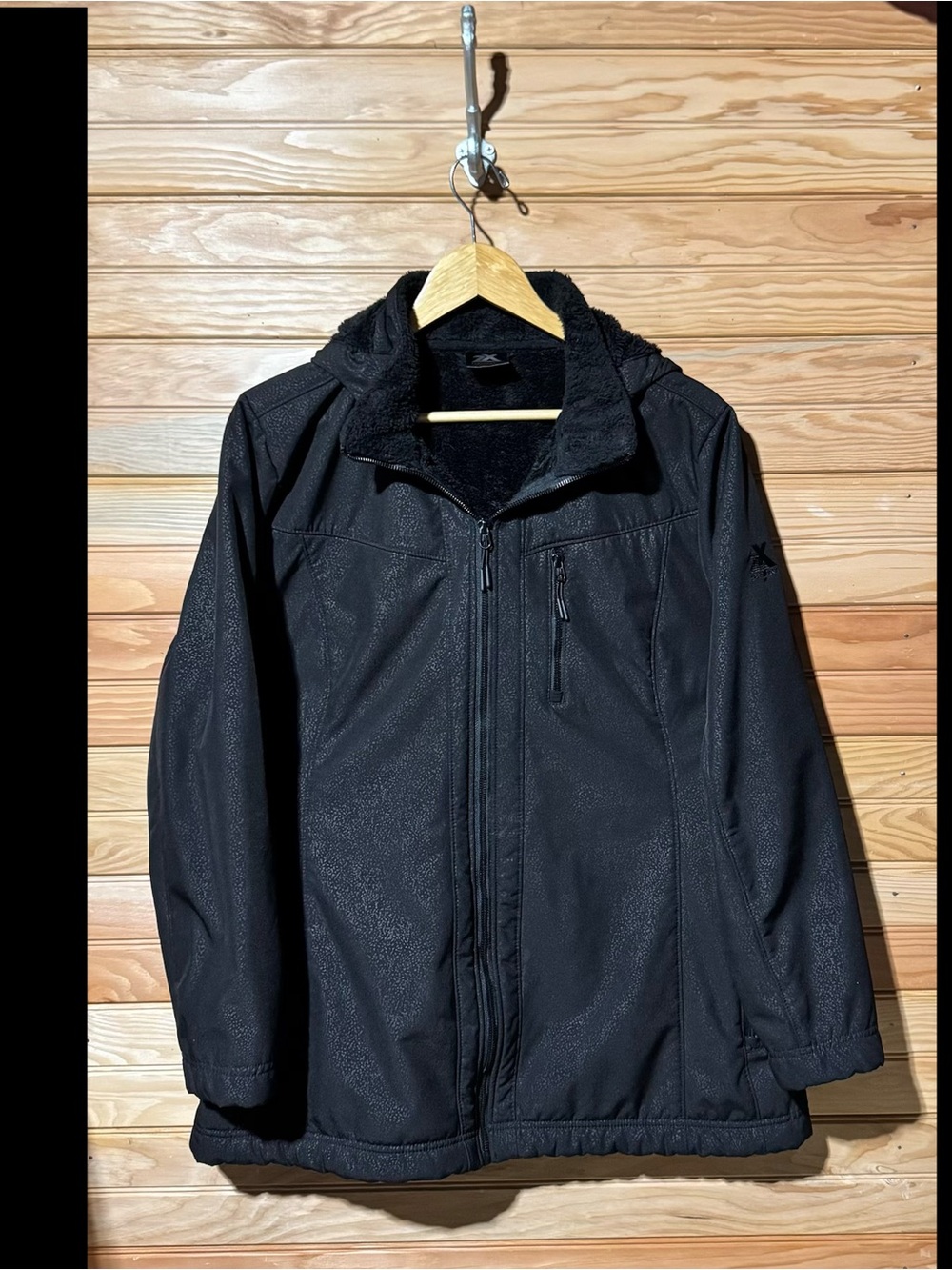 ZeroXposur Women's Black Hooded Utility Coat with Sherpa Lining